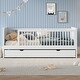 preview thumbnail 2 of 10, Wood Twin Size Platform Bed with Guardrail and Trundle