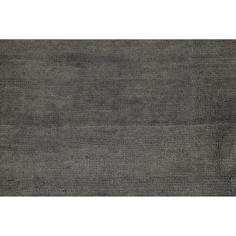 Striped Gray Gabbeh Oriental Area Rug Handmade Wool Carpet - 6'3" x 9'3"