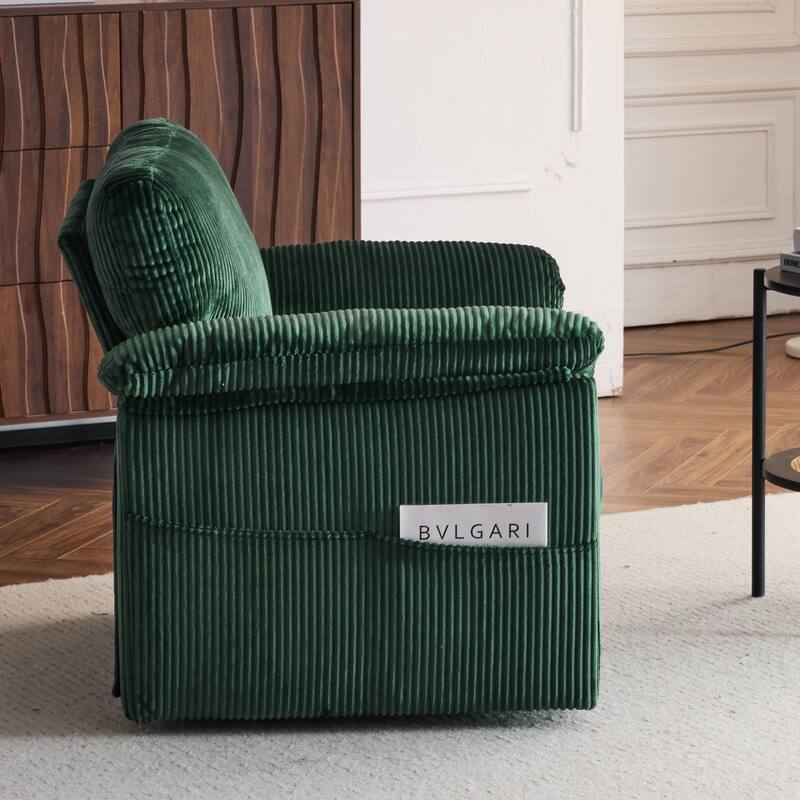 33" Oversized Plush Cushioned Swivel Corduroy Lounge Chair