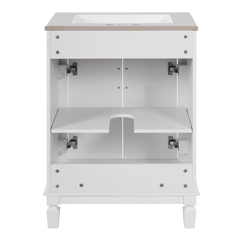 24" Bathroom Vanity with Sink, 2 Soft-Closing Doors and Adjustable Shelf