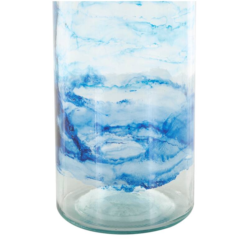 Blue Recycled Glass Ombre Abstract Vase