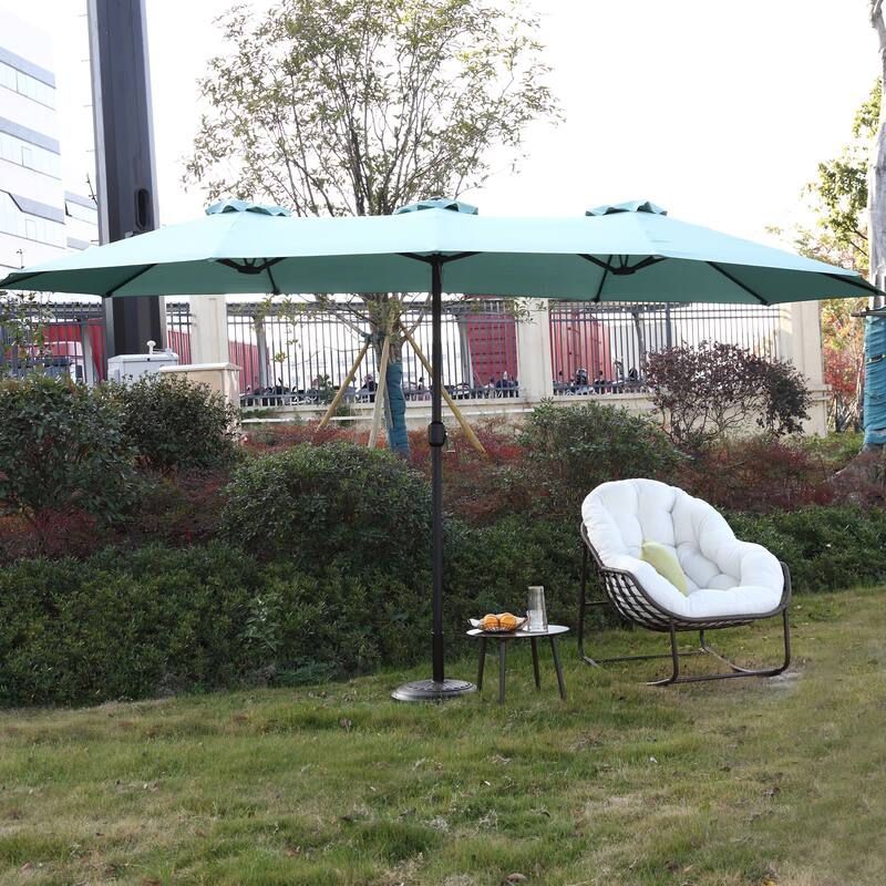 14.86 ft. Steel Market Outdoor Patio Umbrella with 12 Ribs, Crank Open/Close System, Double Sided Umbrella
