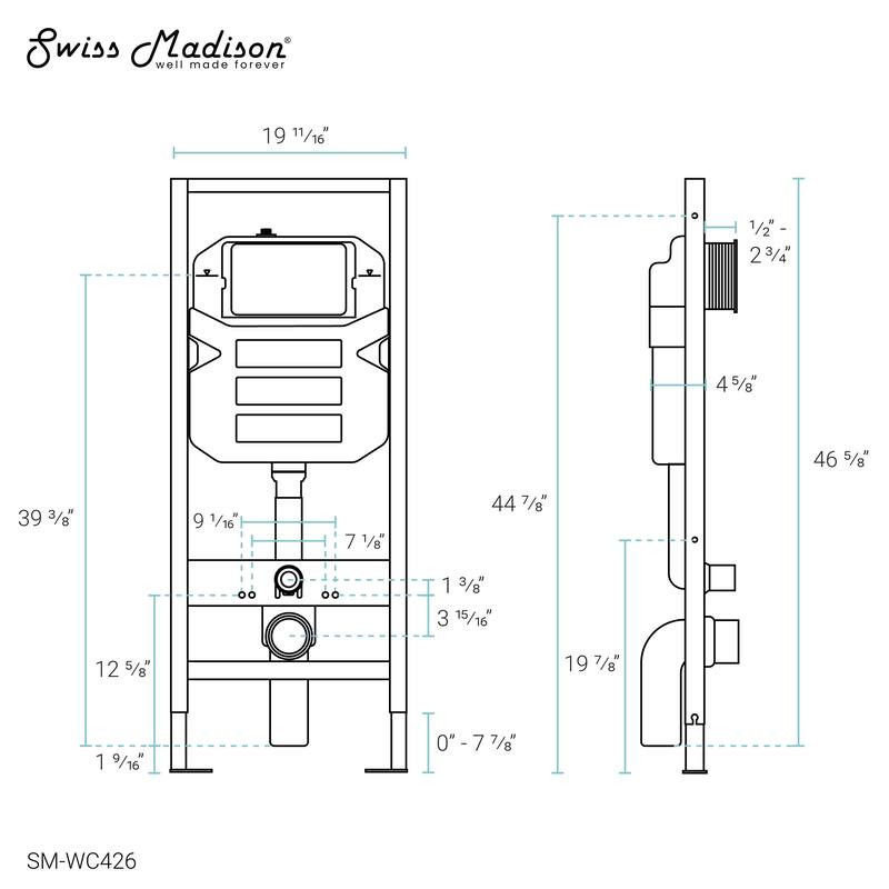 Swiss Madison Wall Hung Toilet Concealed Tank Carrier 2x6