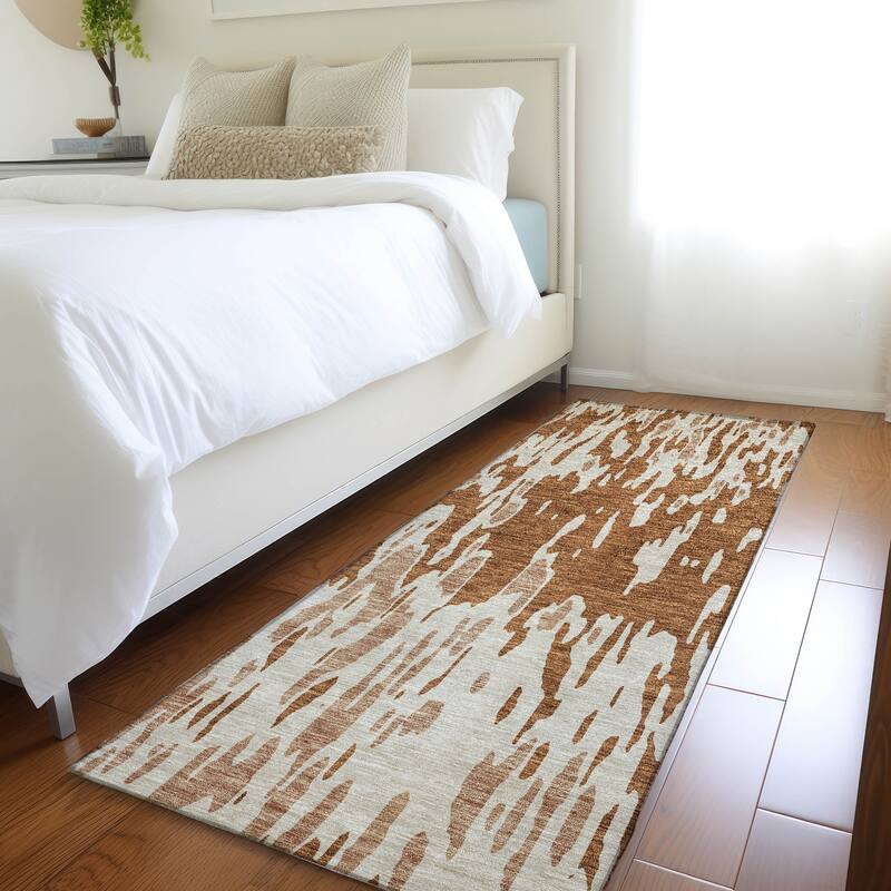 Premium Washable Super Soft Abstract Modern Mayfield Rug - Paprika - 2'3" x 7'6"