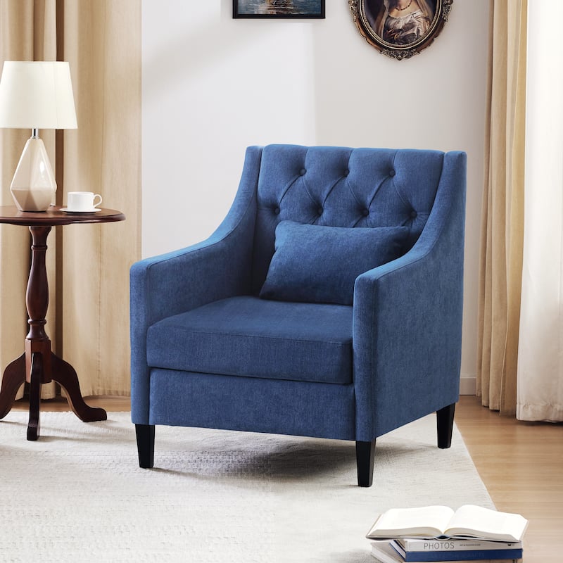HUIMO Arm Chair Comfy Club Chair with Pillow Beige/ Dark Teal/ Blue - Blue