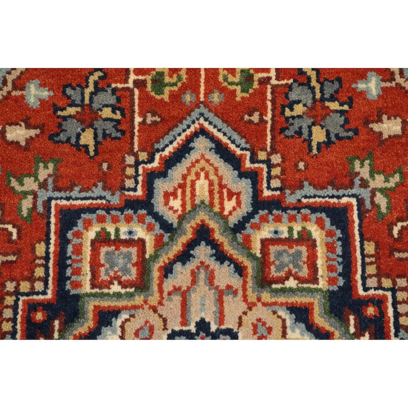 Hand Knotted Oriental 100% Wool Carpet Traditional Medallion Oranges & Rust Heriz (serapi) Area Rug - 5' 1'' X 3' 0''