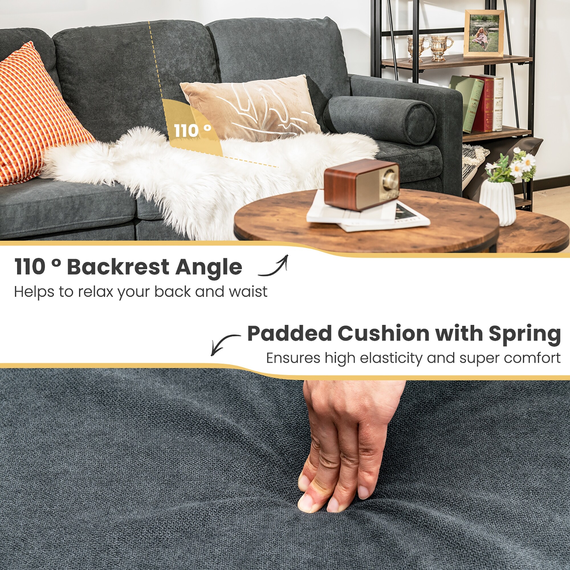 Costway convertible sectional sofa top