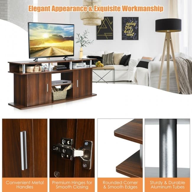 63" TV Entertainment Console Center with 2 Cabinets - 63" x 18" x 26" (L x W x H)