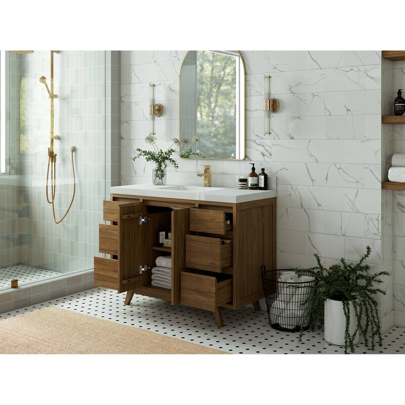 Willow Collections 48 in. W x 22 in. D Madison Teak Single Sink Bathroom Vanity with Countertop