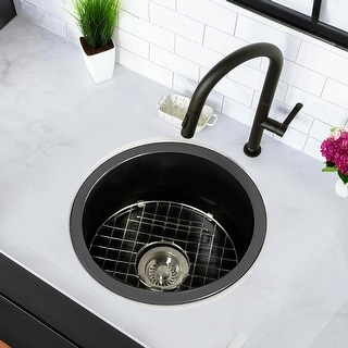 Highpoint Collection 17.5-inch Fireclay Butler's Bar Sink with Accessories - 17.5" Diameter