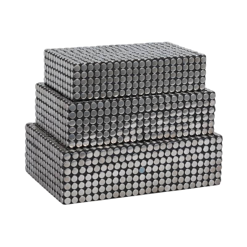 Resin Boxes Embossed Metallic Dot Texture (Set of 3) - 3/4" Black - 12" x 8" x 3.75"