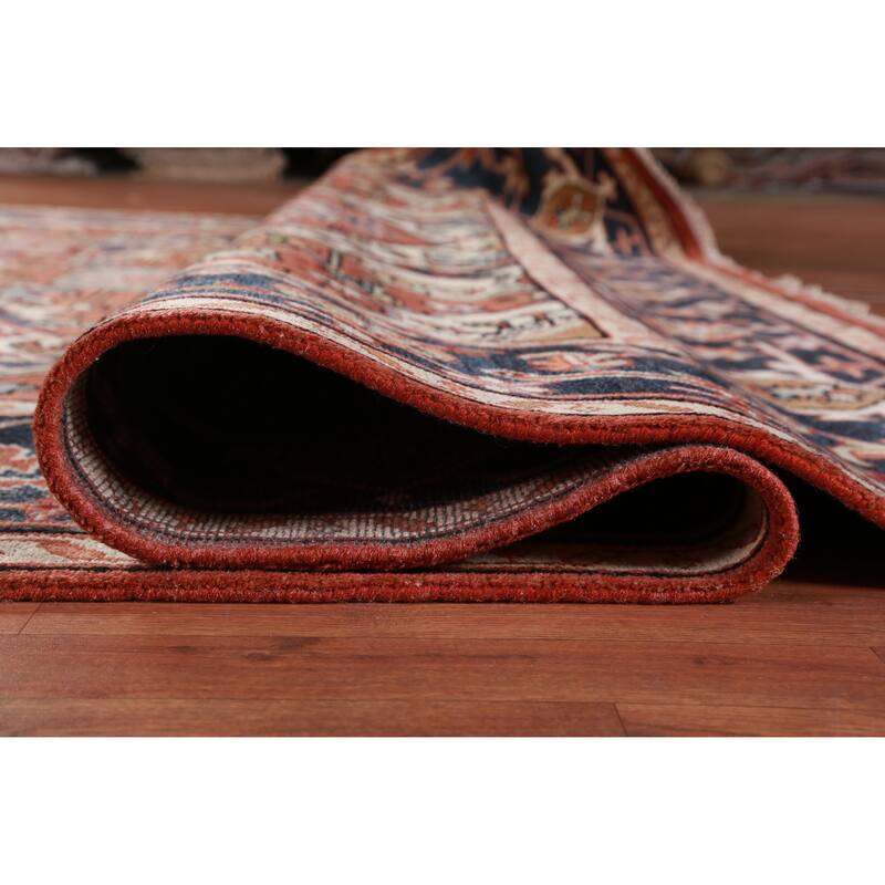 Hand Knotted Oriental 100% Wool Carpet Traditional Medallion Oranges & Rust Heriz (serapi) Area Rug - 13' 9'' X 9' 11''