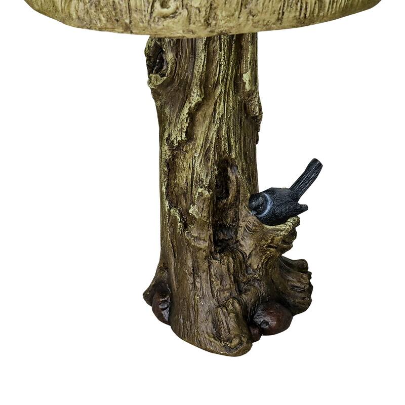 24.2 in H Concrete Bird Bath for Outdoor - Pedestal Tree Like Birdbath
