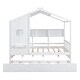 preview thumbnail 7 of 12, Full Pine Wood House Bed with Trundle Bed, Bookcase Bed with Storage Shlef & Roof,Semi-enclosed Design,for Kids Girls Boys,White