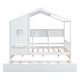 preview thumbnail 20 of 50, Pine Wood House Bed with Trundle Bed, Bookcase Bed with Storage Shlef & Roof, Semi-enclosed Design, for Kids Girls Boys