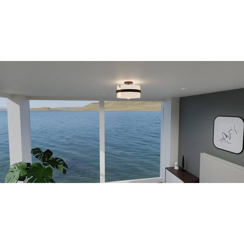 Baud 2-Light Matte Black Semi-Flush Mount Light