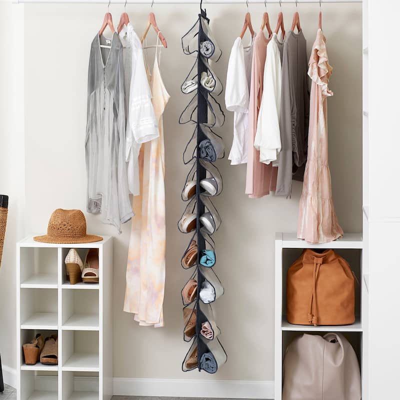 Household Essentials Over-the-Door Cotton Blend and Plastic Shoe Organizer - 12.5"L x 7.8"W x 59.8"H