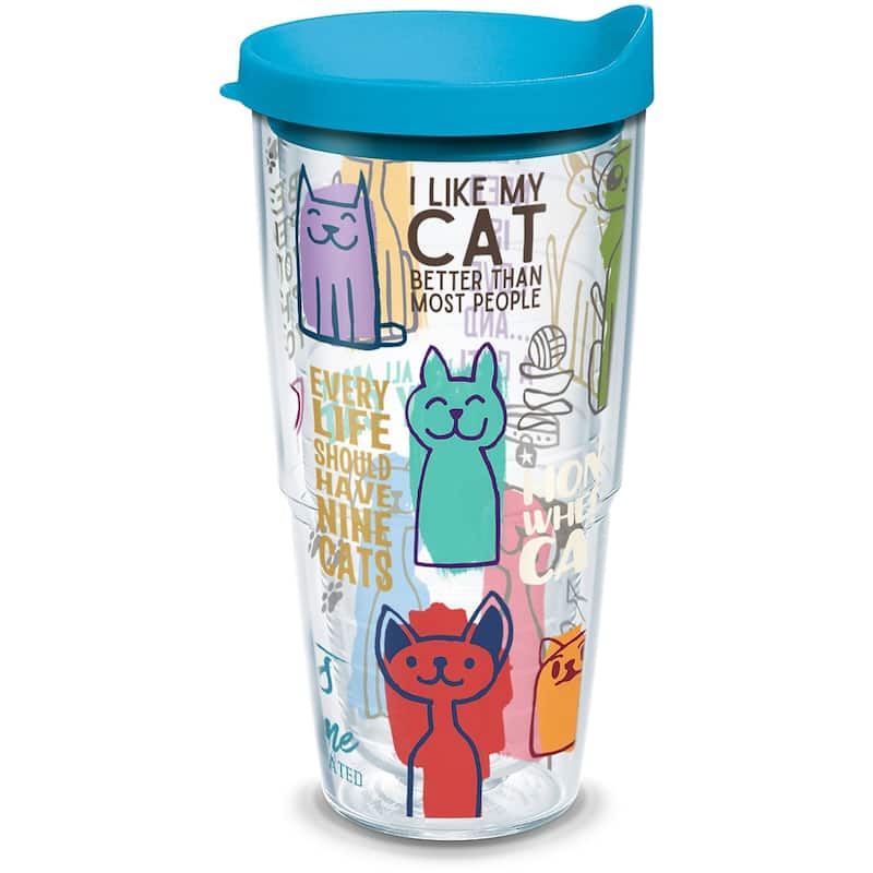 Tervis Cat Sayings Made in USA Double Walled Insulated Travel Tumbler, Classic - 24oz