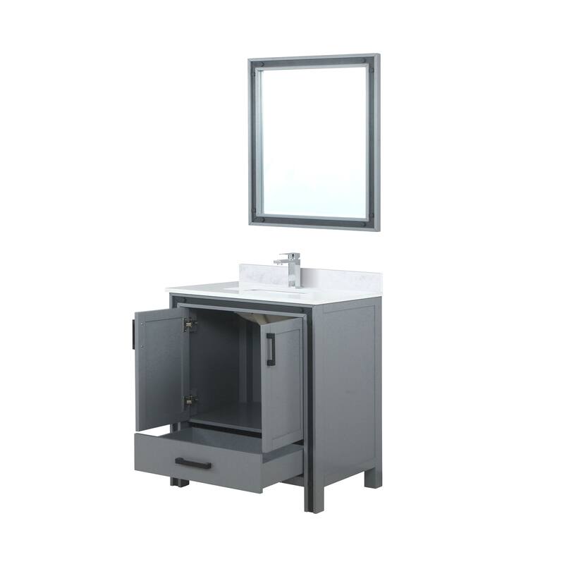 Ziva 30 in W x 22 in D White Bath Vanity, White Quartz Top, Faucet Set and 28 in Mirror