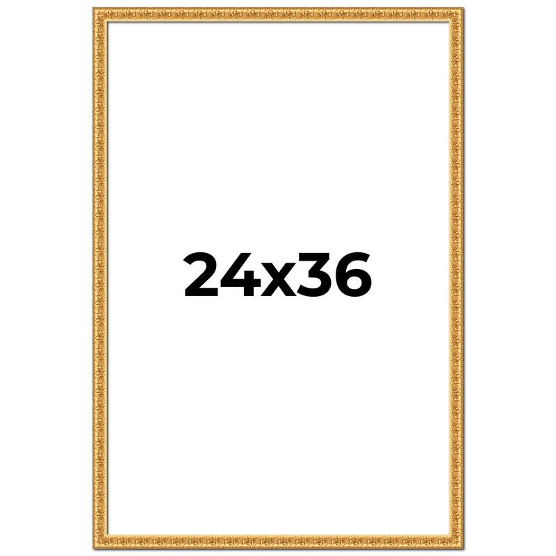 24x36 Frame Gold Real Wood Picture Frame Width 1 inches | Interior