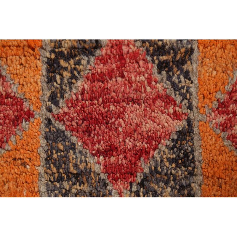 Geometric Moroccan Oriental Runner Rug Wool Handmade Staircase Carpet - 2'8" x 12'7"