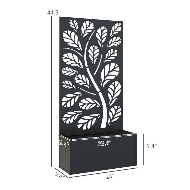 24" Black Metal Wall-Mountable Raised Garden Bed with Drainage Slots for Healthy Plants - 24" L x 9.1" W x 44.5" H