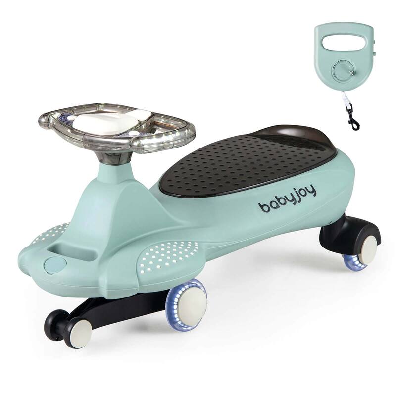 Ride On Toy Wiggle Car Swing Car w/ Under-Seat Storage & Hauling Rope - Green
