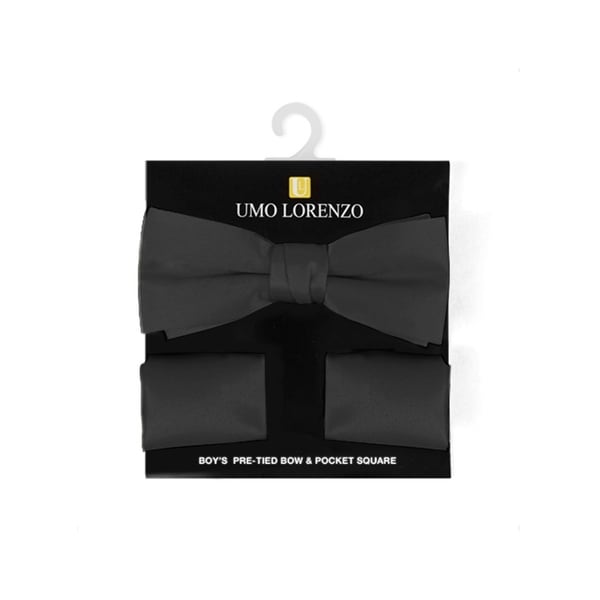 Boy's Solid Pre Tied Bow Tie and Hanky Set - One size