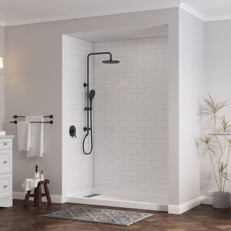 60 in. x 30 in. Elegant White Single Threshold Anti-slip SMC Rectangular Shower Base with Drain and Stainless Steel Drain Cover