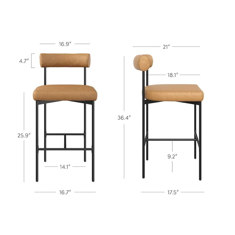 Nathan James Dahlia Counter Height Barstool or Dining Chair with Back and Upholstered Cushion