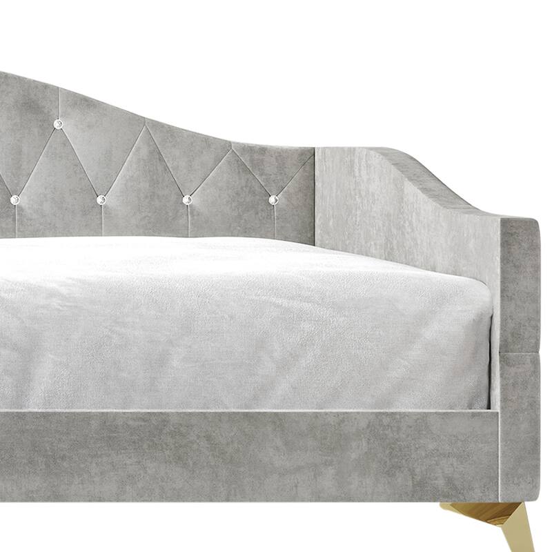 CraftPorch Elegant Crystal Button-Tufted Twin Size Upholstered Daybed