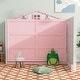 preview thumbnail 3 of 3, Wood Full Size House Murphy Bed with USB, Storage Shelves and Blackboard, Pink+White