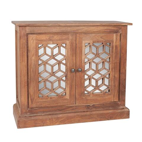 30'' Solid Wood 2-Door Mirrored Accent Cabinet
