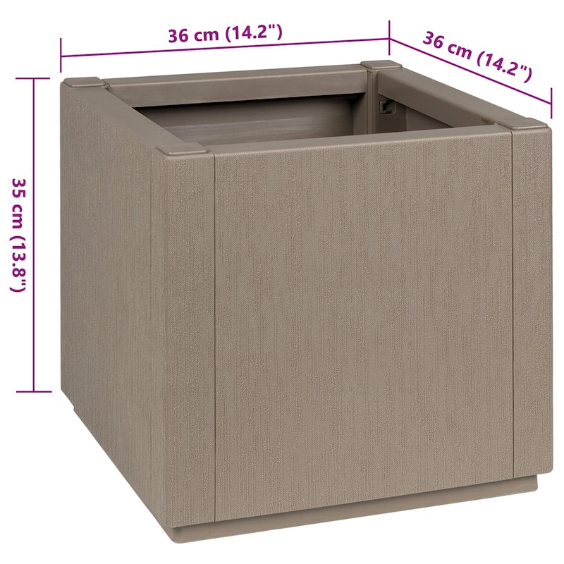 vidaXL Garden Planter Patio Outdoor Flower Pot Herb Planter Pot Flower Box PP - 14.2 x 14.2 x 13.8 in