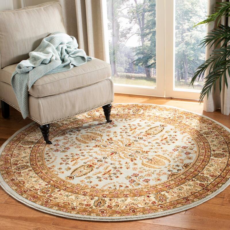 SAFAVIEH Lyndhurst Fulgencia Traditional Bordered Oriental Area Rug - 5'3" x 5'3" Round - Grey/Beige