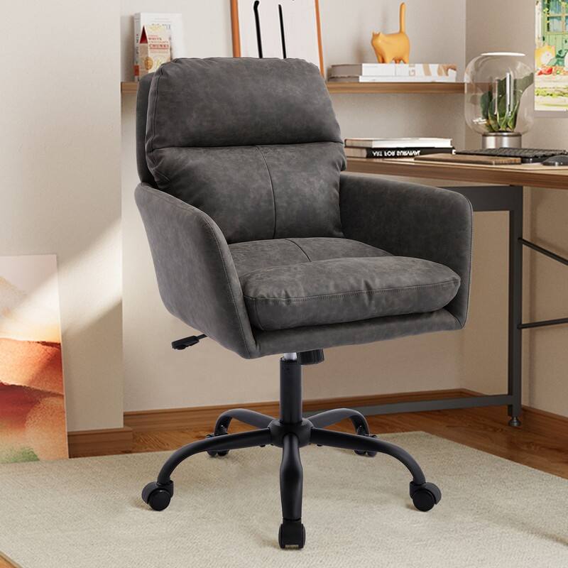 Modern Adjustable Height Office Chair - PU Leather Ergonomic Executive Chair for Home & Office