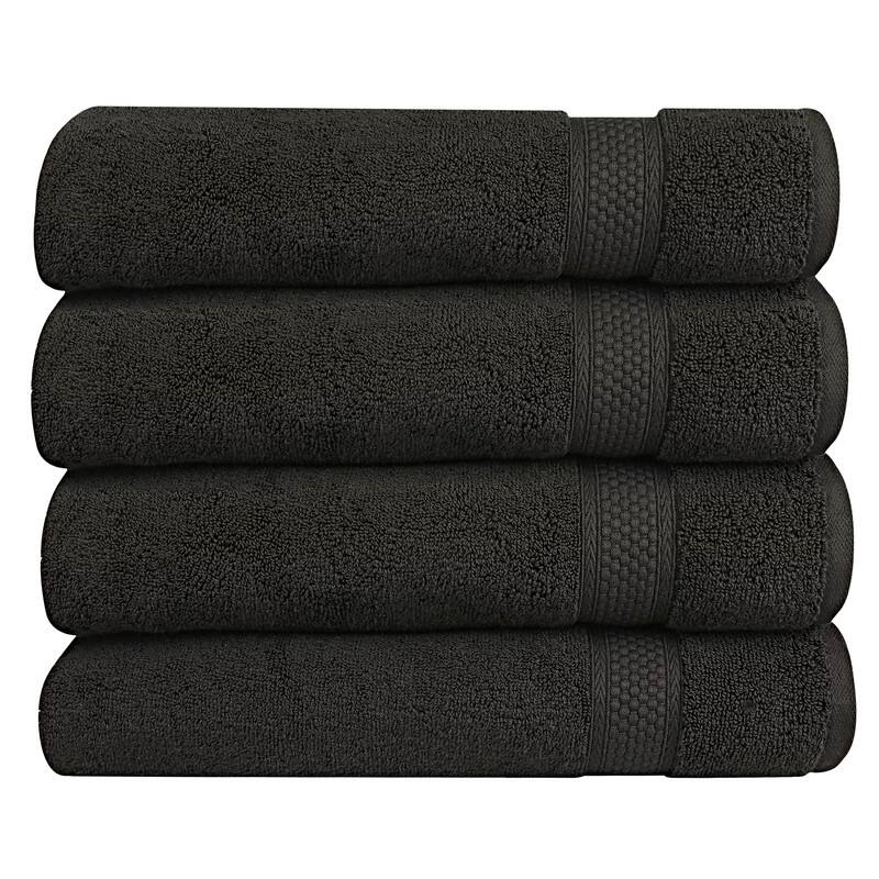 A1HC Bath Towel Set, 500 GSM Duet Technology 100% Ring Spun Cotton, Oeko-Tex Green Certified, Ultra Soft, Quick Dry - Bath Towel (24"x48") Pack of 4 - Black Onyx