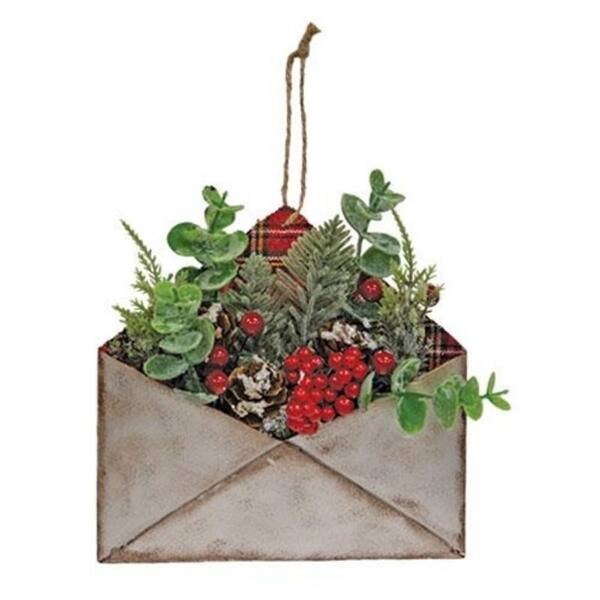 slide 1 of 1, Winter Floral Envelope Ornament - 6" tall by 6" wide by 2" deep