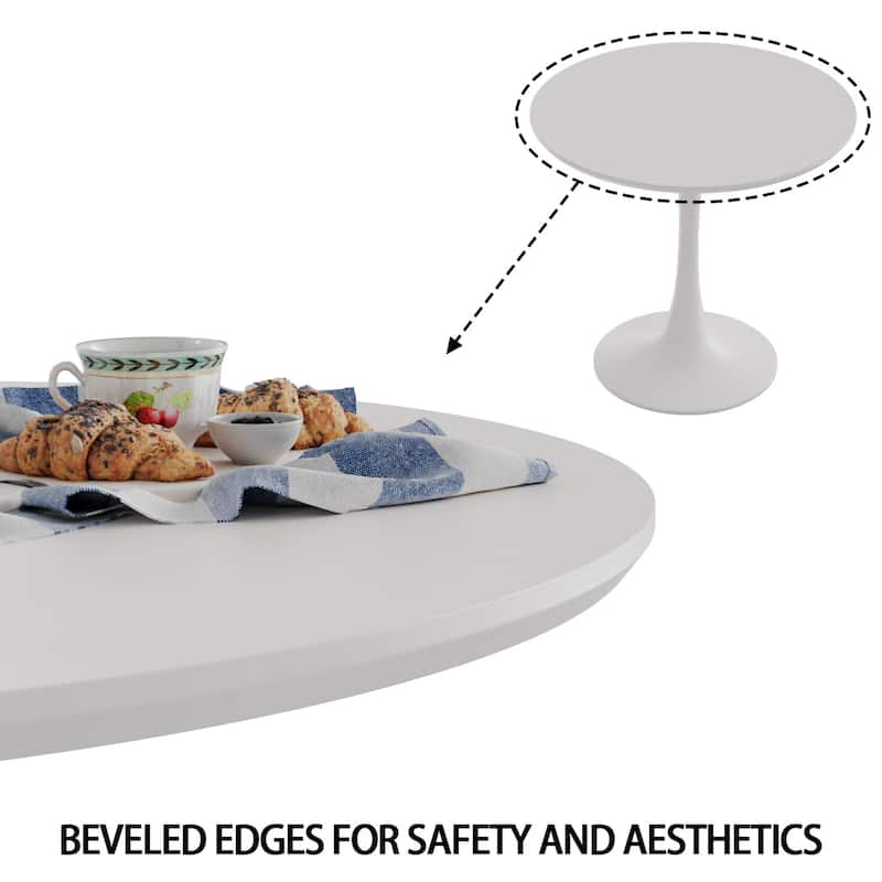 Modern 31.5" White Round Tulip Table for Kitchen, Living Room, or Office, Seats 2-4, Mid-Century Style