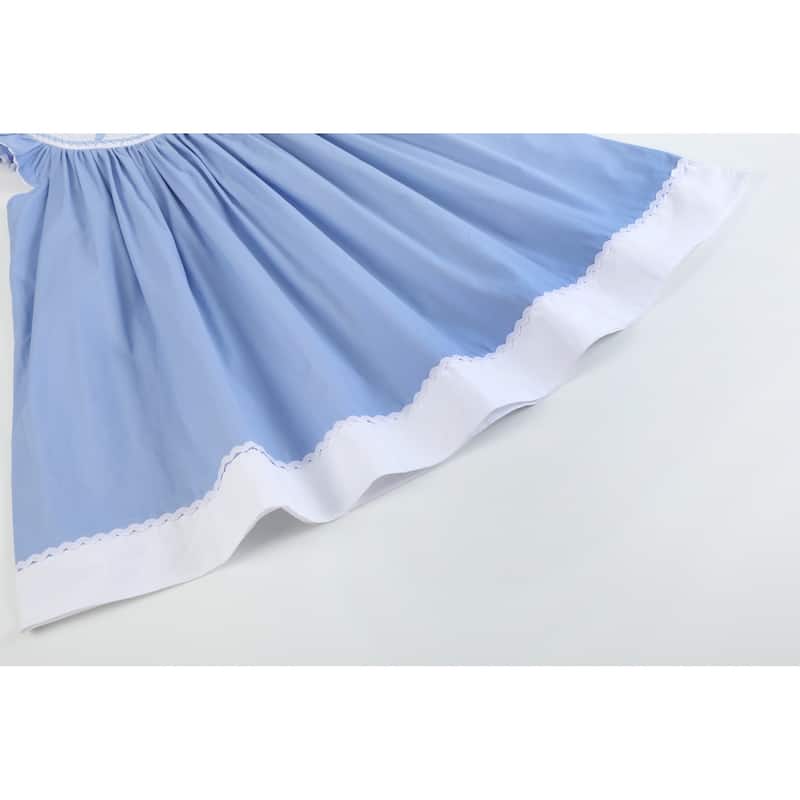 Lil Cactus Periwinkle Blue Crosses Smocked Bishop Dress