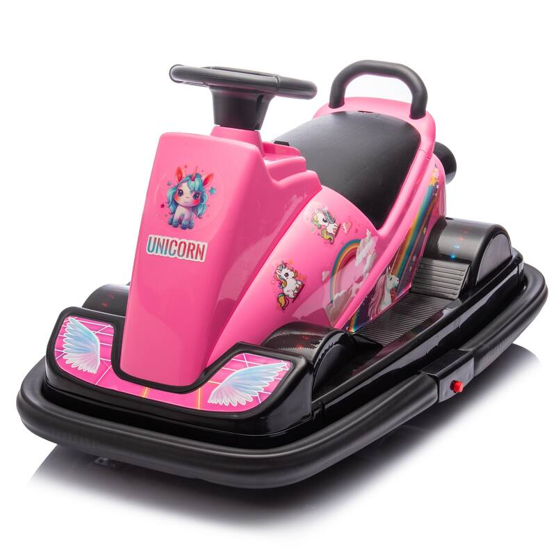 12V Kids Electric Bumper Car, Dual Motors, 360° Rotation, LED Flow Lights, Music, Horn & Fun Collision Effects for Ages 3-5 - Pink