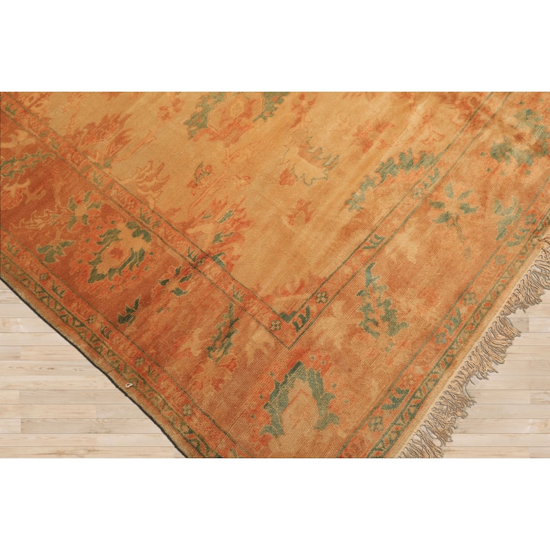 8'4''x9'2'' Hand Knotted Wool Beige Arts & Crafts Turkish Oushak Rug - 8' 4'' x 9' 2''