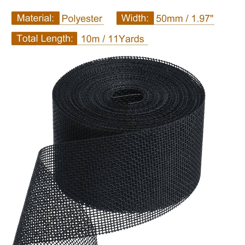 Burlap Ribbon, 2 Inch Wide 10 Yards Burlap Wired Ribbon - Black