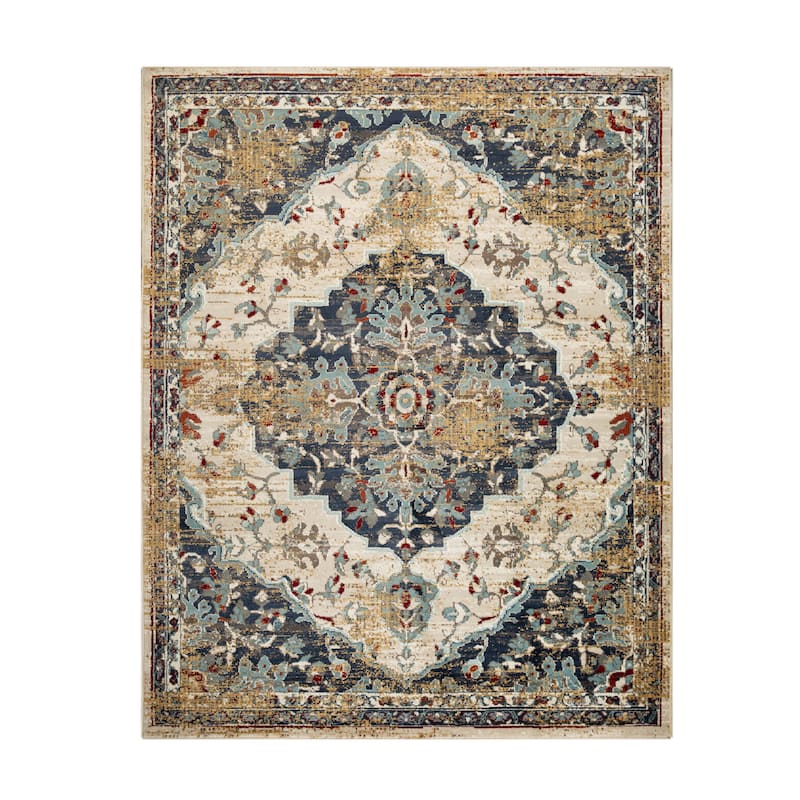 Traditional Floral Medallion Indoor Runner or Area Rug by Superior