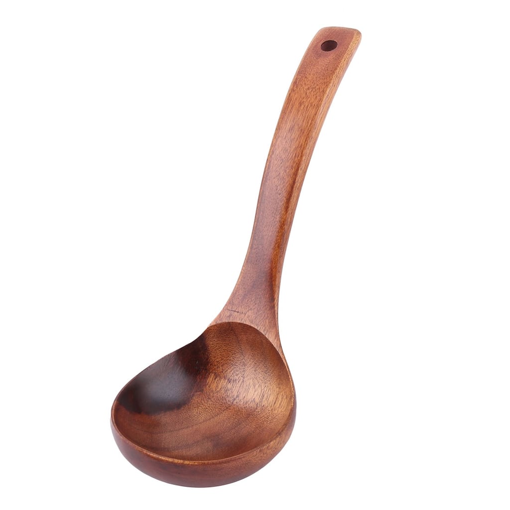 Wood Cooking Porridge Dumpling Soup Scoop Mixing Spoon Ladle Brown - 10.4" x 3.5" x 1.4"(L*W*H)