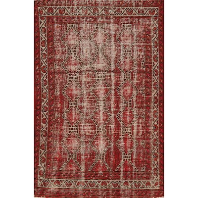 Hand Knotted Oriental 100% Wool Carpet Traditional All-Over Red Balouch Area Rug - 5' 11'' X 3' 8''