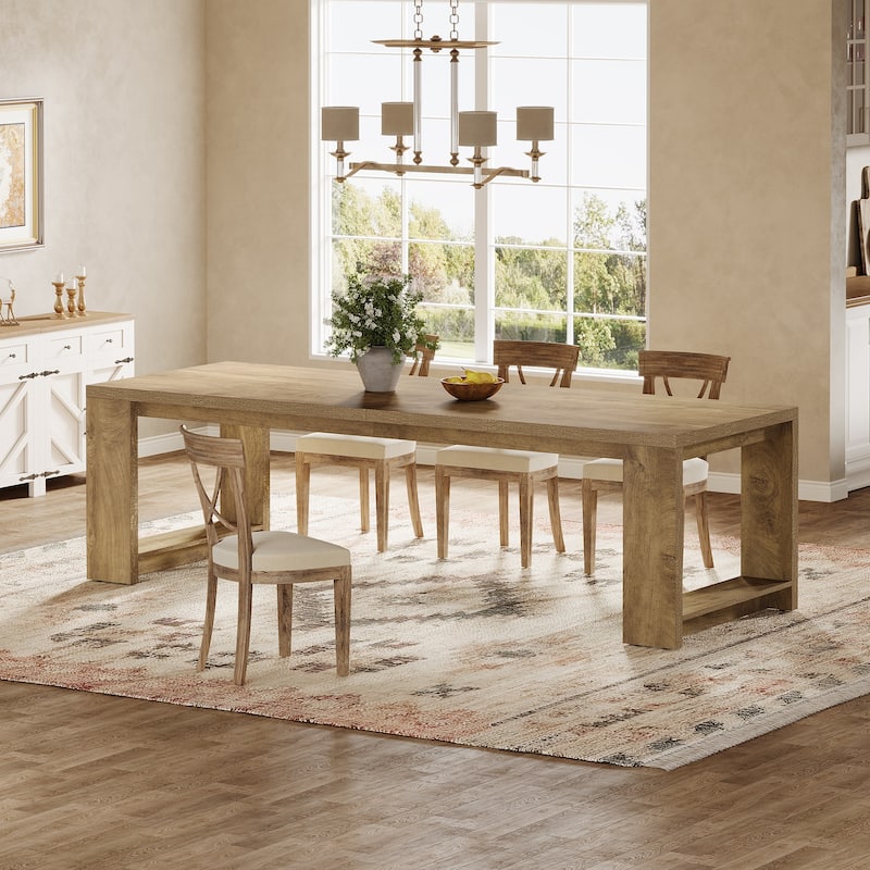 86.61 Inch Extra Long Wood Dining Table Kitchen Table for 6-8 - Natural Wood