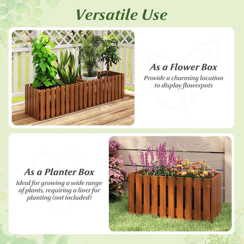 Costway 1/2 PCS Solid wood patio furniture outdoor slat style flower