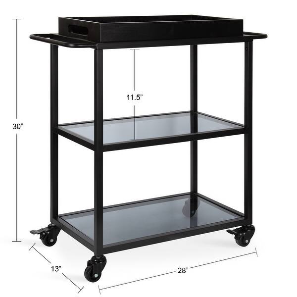 dimension image slide 2 of 3, Kate and Laurel Giles Metal Bar Cart with Tray - 28x13x30