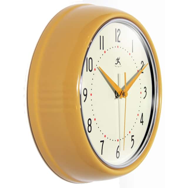 Round Retro Kitchen Wall Clock by Infinity Instruments - 9.5 x 3.25 x 9.5